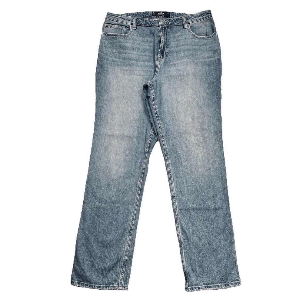 Hollister Ultra High Rise 90s Straight Jeans 16 L (36x32) Blue Denim Womens